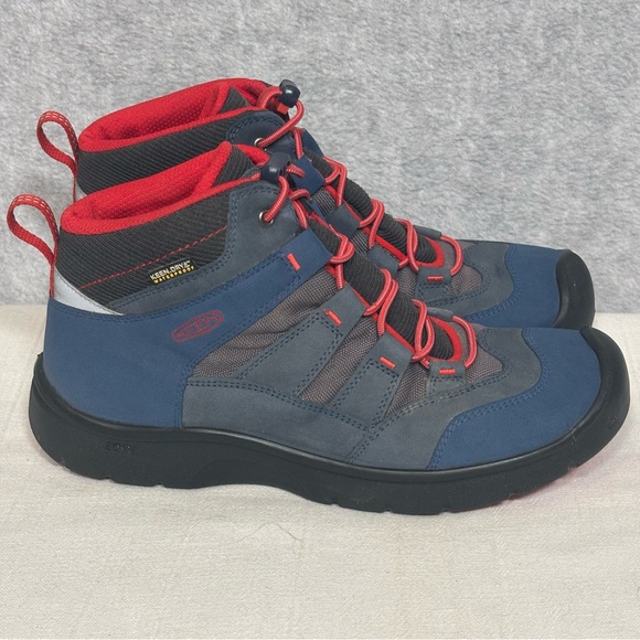 KEEN Hikeport II Sport Mid Waterproof Hiking Boots-Blue/Red-Big Kids Size 7 - Picture 1 of 11